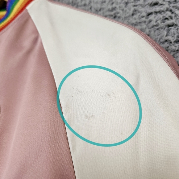 Coach Rainbow Souvenir Jacket M Medium Bomber Varsity Baby Pink Satin LGBTQ+ - Picture 11 of 16
